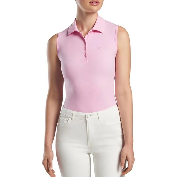 G/FORE Womens Pleated Collar Silky Tech Nylon Sleeveless Golf Polo Shirt, Size S - Picture 1 of 6